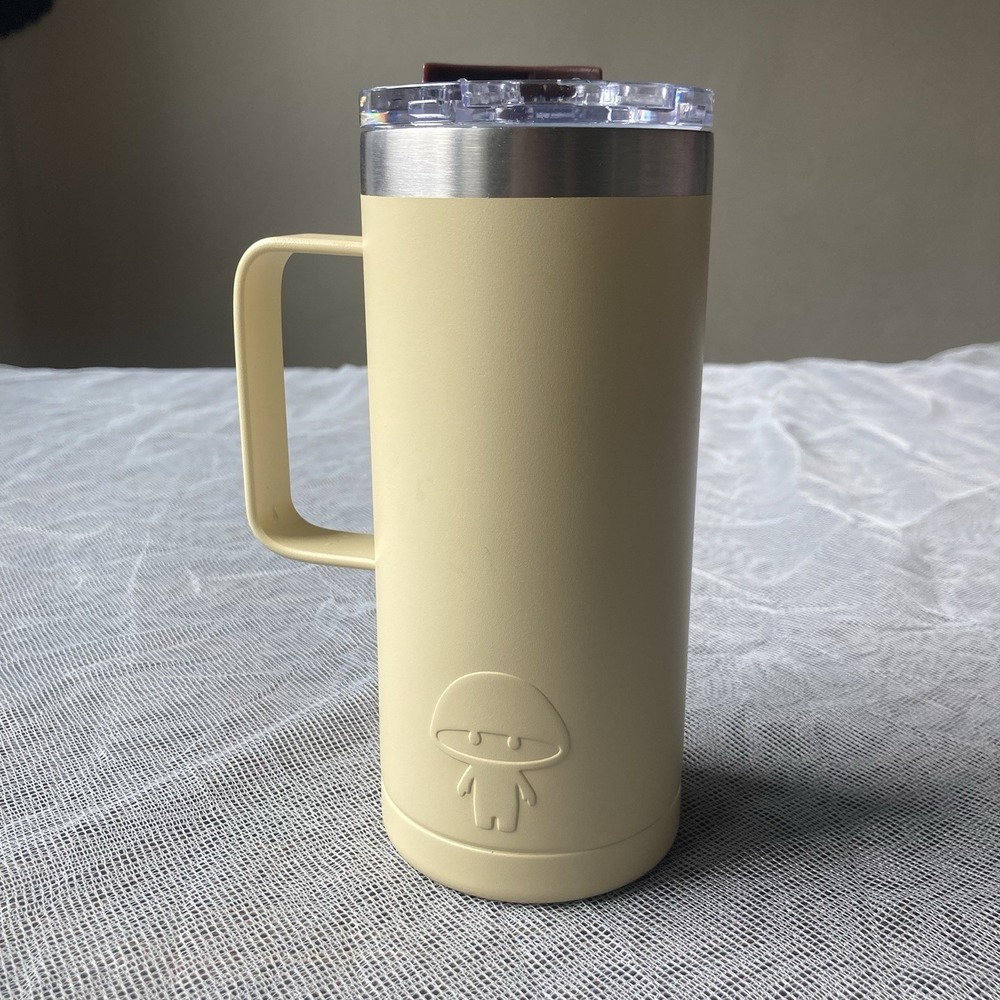 Ryze Mushroom Coffee 16oz Tumbler Stainless Steel Double Wall Cream Yellow